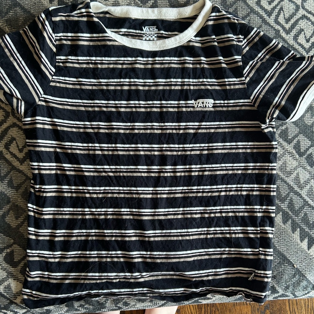 Vans Black and White Crop Top Striped Knit